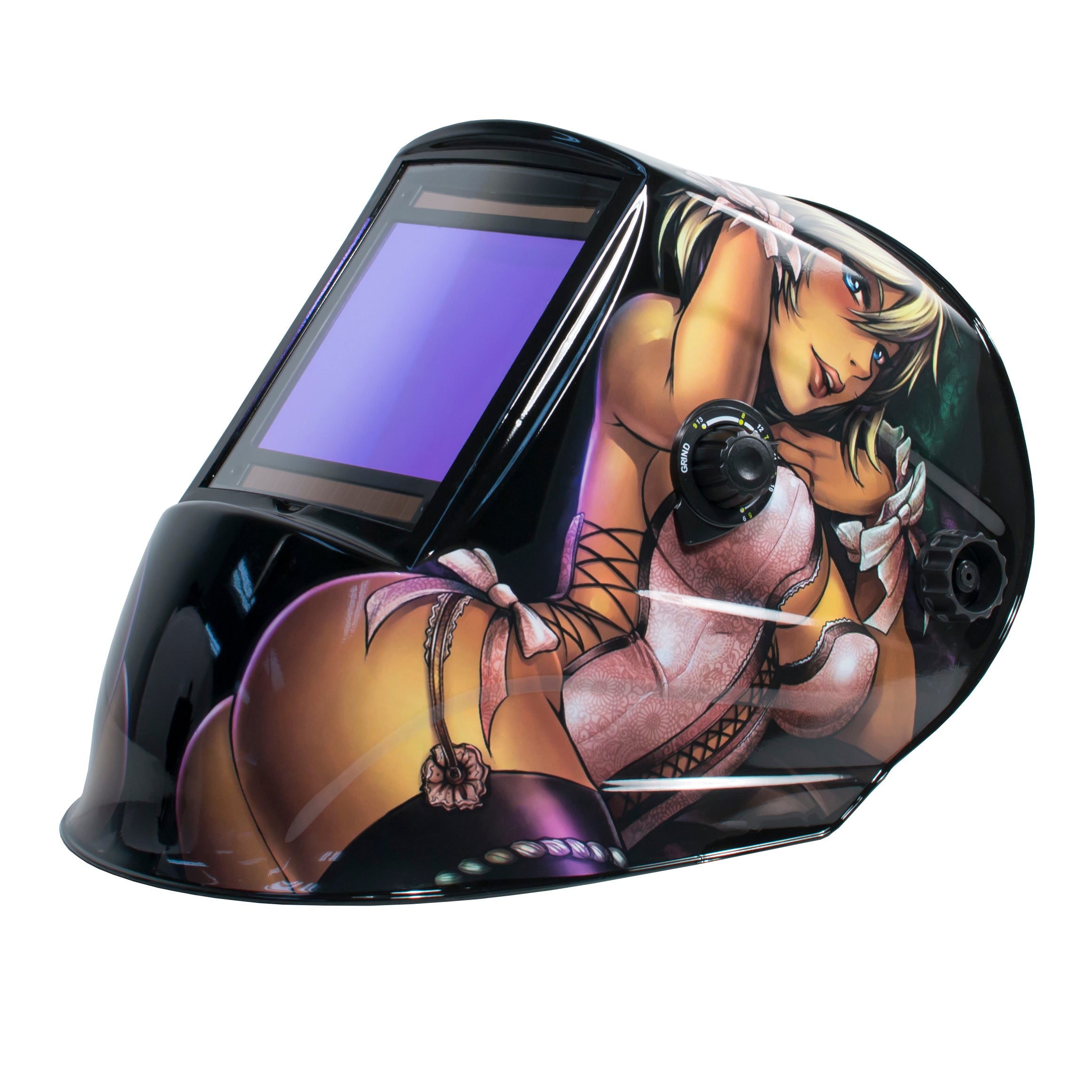 TGR Extra Large View Auto Darkening Welding Helmet - Anime Girl - 4"W x 3.65"H